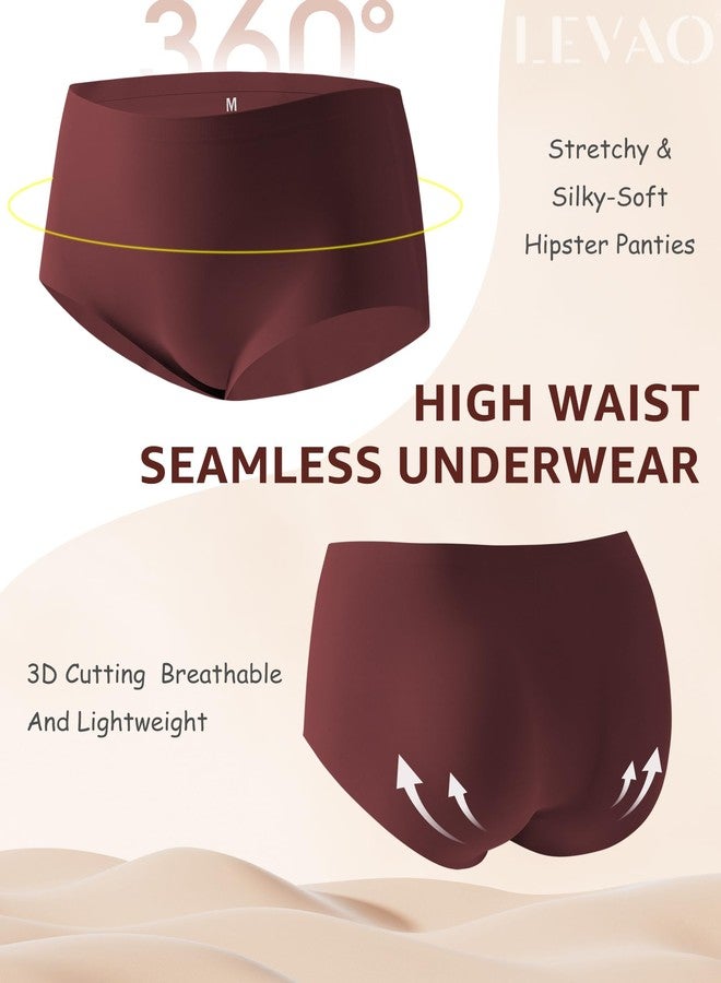 LEVAO Women's High Waisted Seamless Underwear No Show Full Coverage Briefs Stretchy Invisible Panties Cheeky Pack of 6 - Image 4